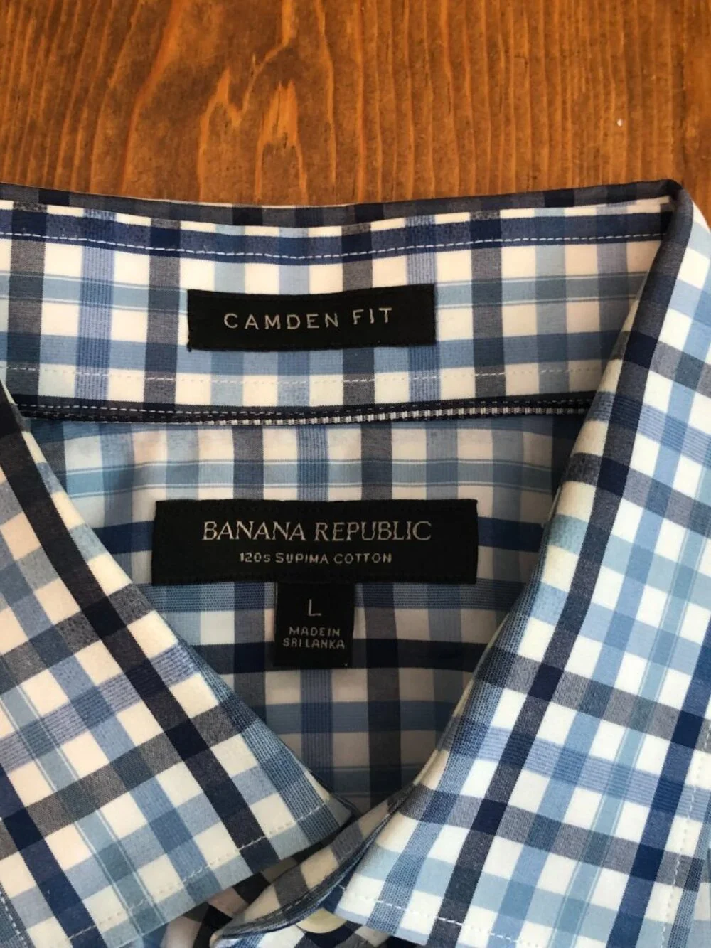 Banana Republic Camden Fit Size Large Plaid 120s Supima Cotton Button Down